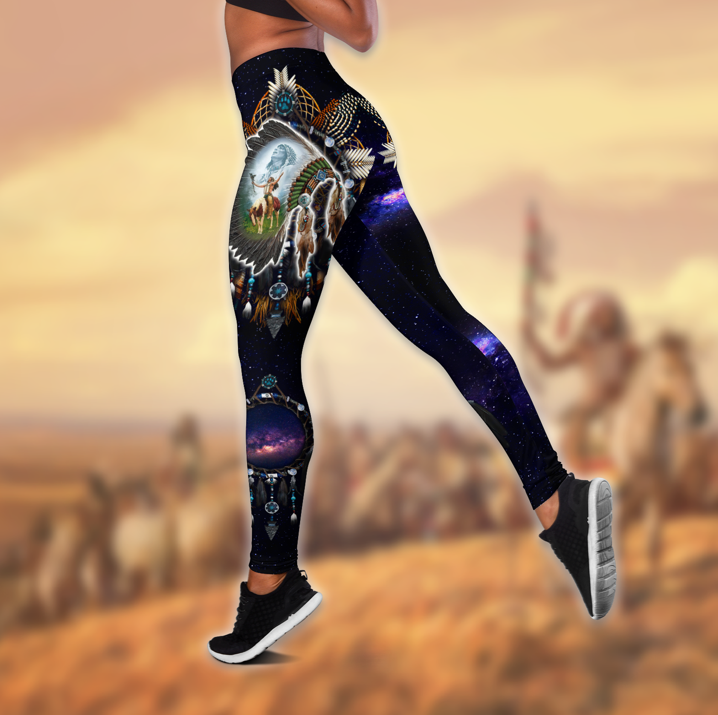 Native American 3D All Over Printed Legging + Hollow Tank