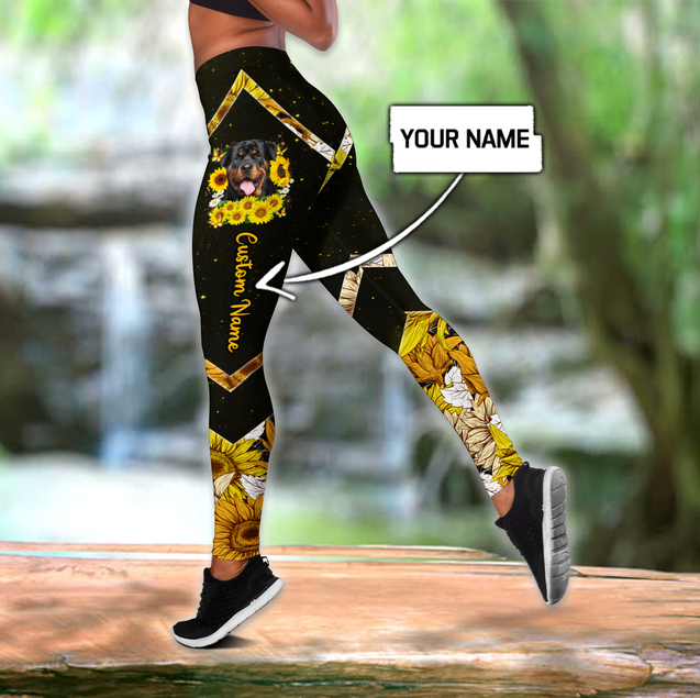 Personalized German Shepherd flowers legging + hollow tank combo ver2 DD14042105