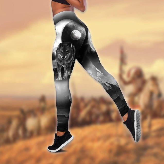 Wolf 3D All Over Printed Legging + Hollow Tank