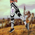 Wolf Native American 3D All Over Printed Legging + Hollow Tank