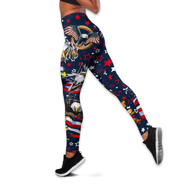 American 3D All Over Printed Legging + Hollow Tank