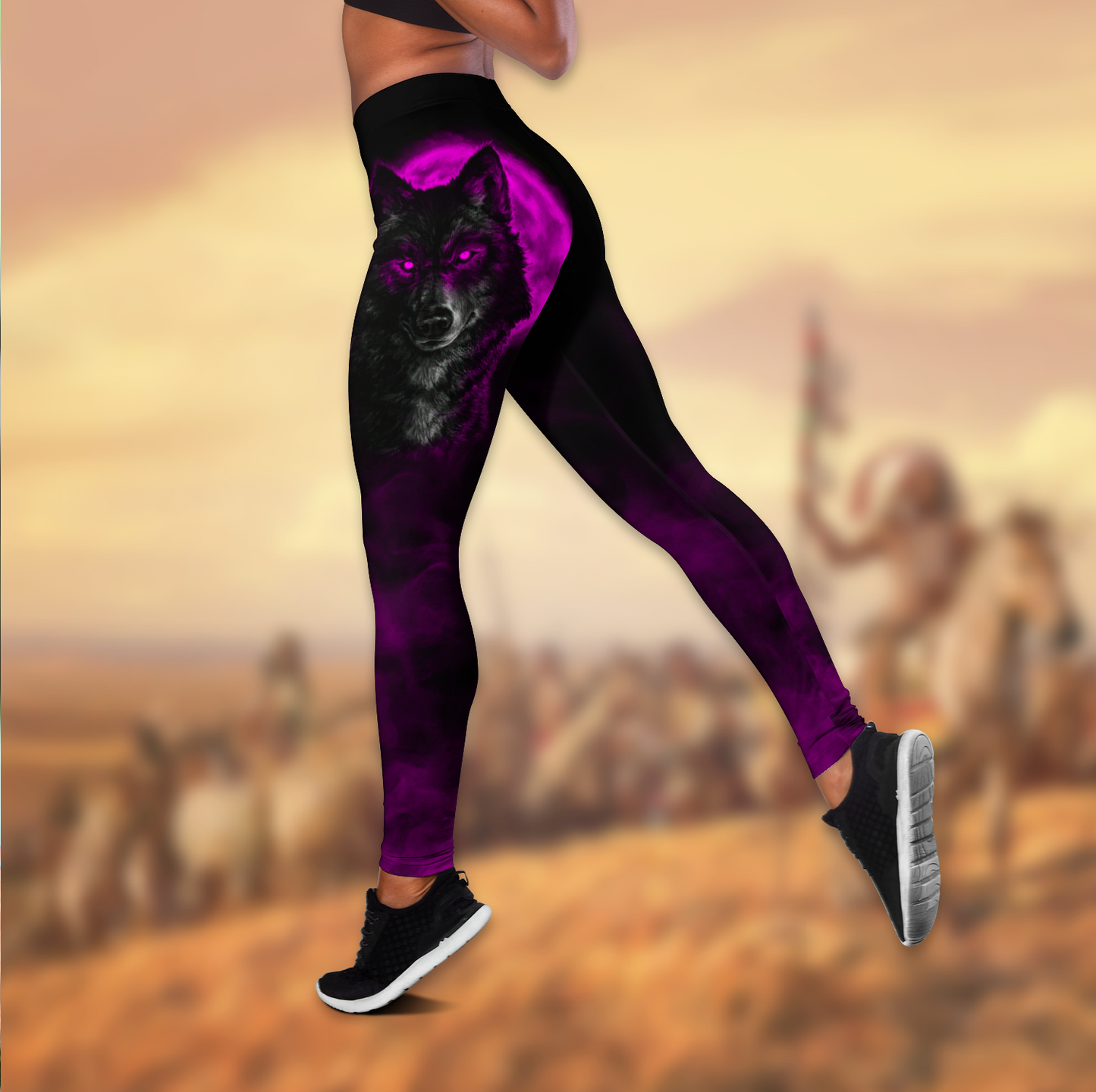 Wolf 3D All Over Printed Legging + Hollow Tank
