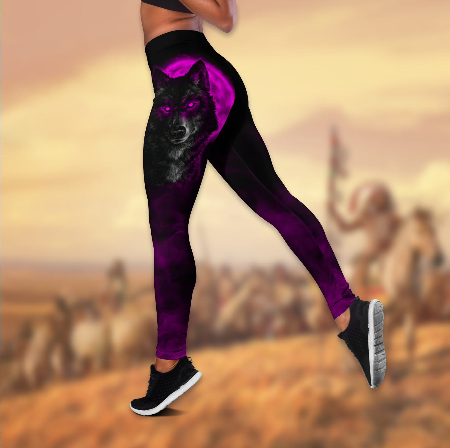 Wolf 3D All Over Printed Legging + Hollow Tank