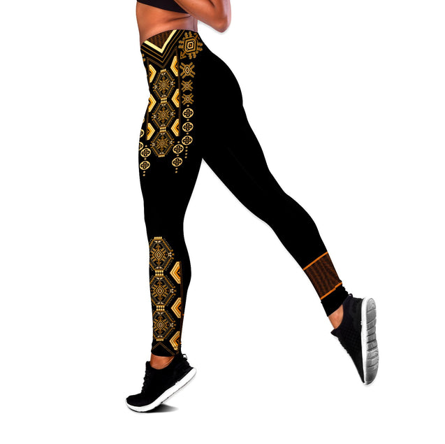 African Traditional Pattern 3D Over Printed Legging & Tank top ML