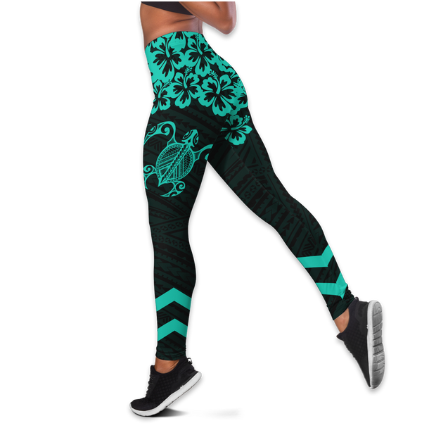 Hawaii Hibiscus Turtle 3D Over Printed Legging & Tank Top