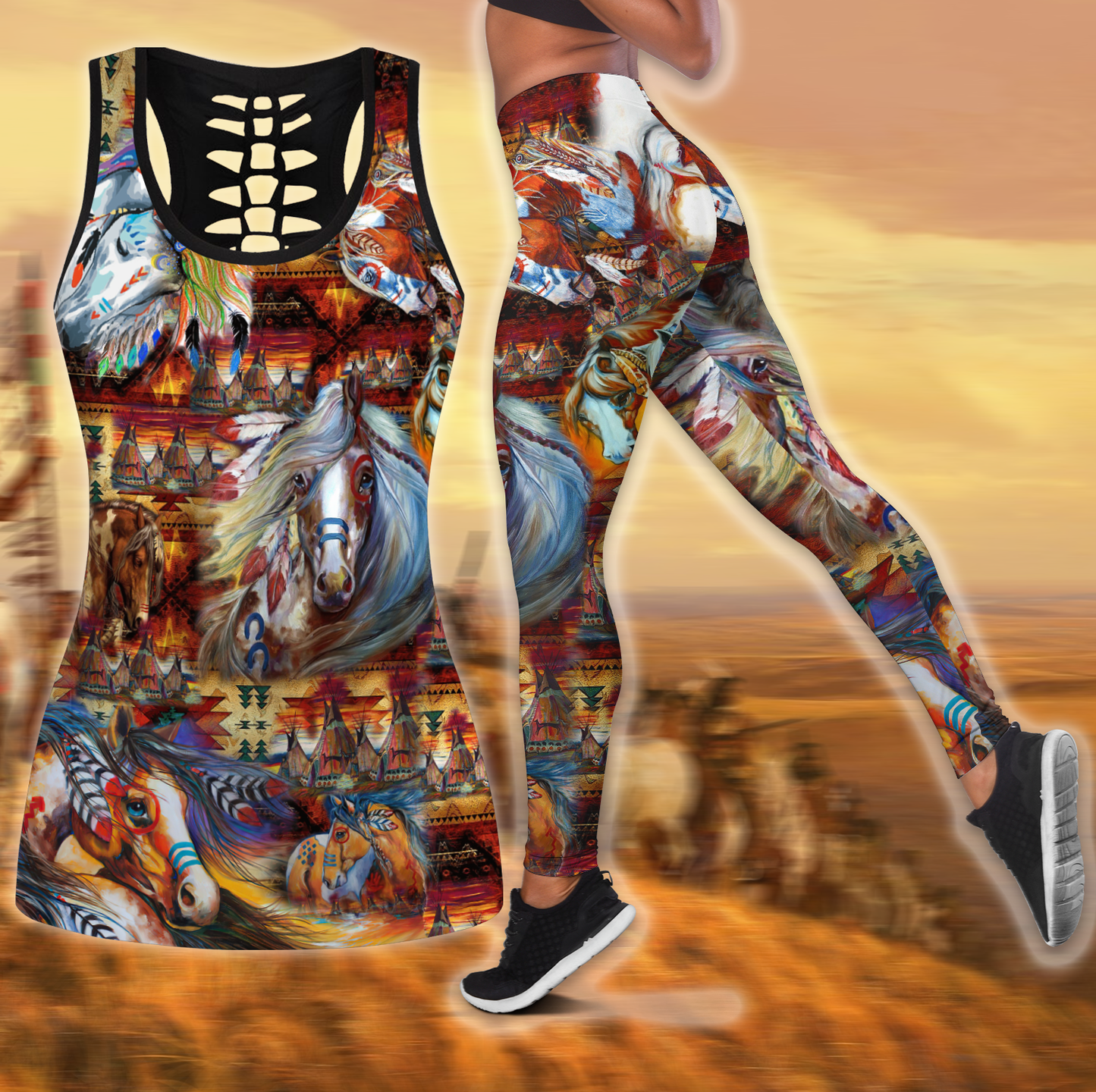 Native American 3D All Over Printed Legging + Hollow Tank