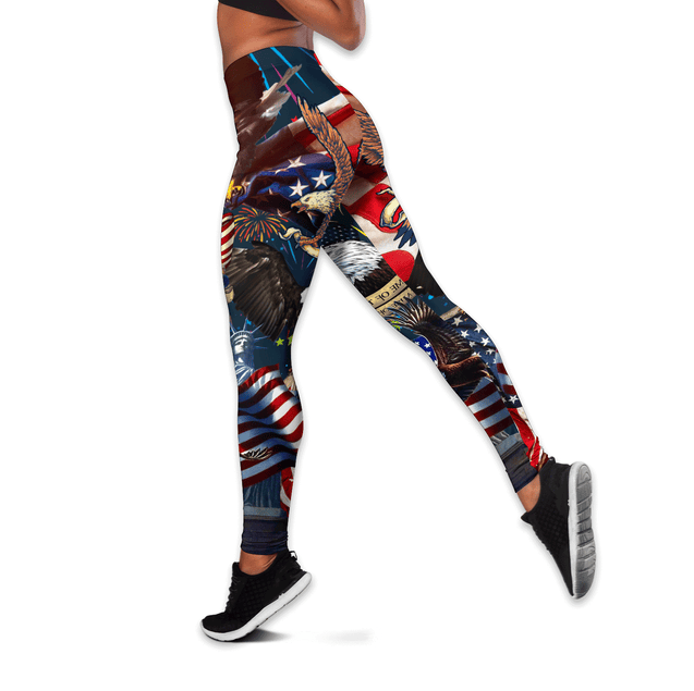 American 3D All Over Printed Legging + Hollow Tank