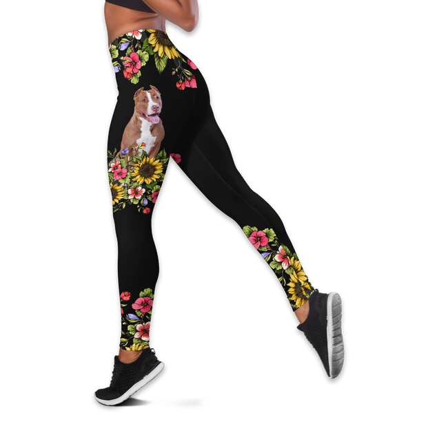 Pitbull flowers legging + hollow tank combo