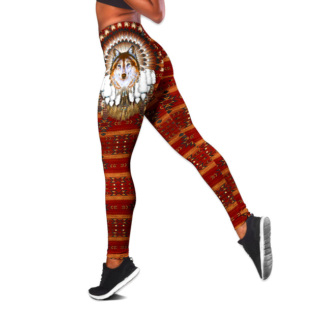 Native American 3D All Over Printed Legging + Hollow Tank