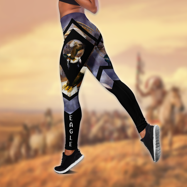 Eagle Native American 3D All Over Printed Legging + Hollow Tank