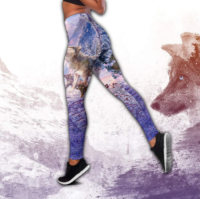 Wolf 3D All Over Printed Legging + Hollow Tank