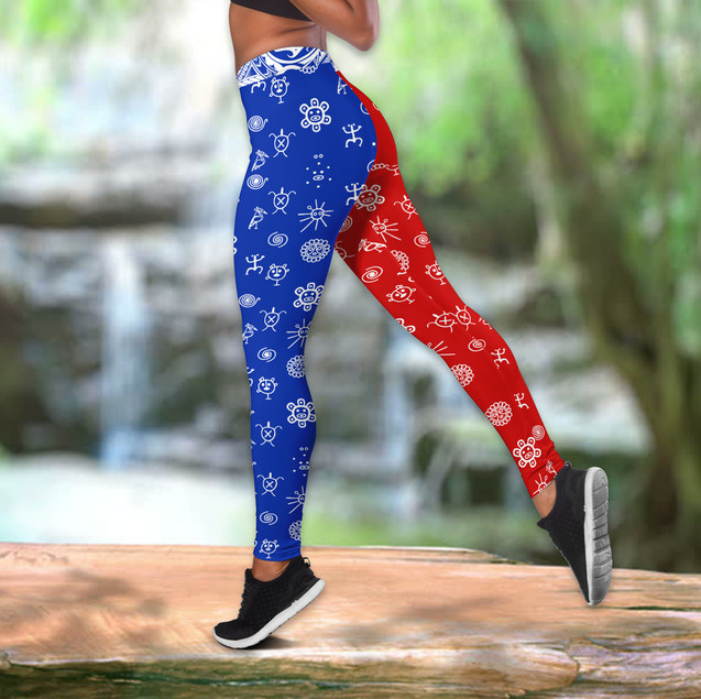 Customize Name Puerto Rico Symbols Combo Hollow Tank Top And Legging Outfit MH24022101