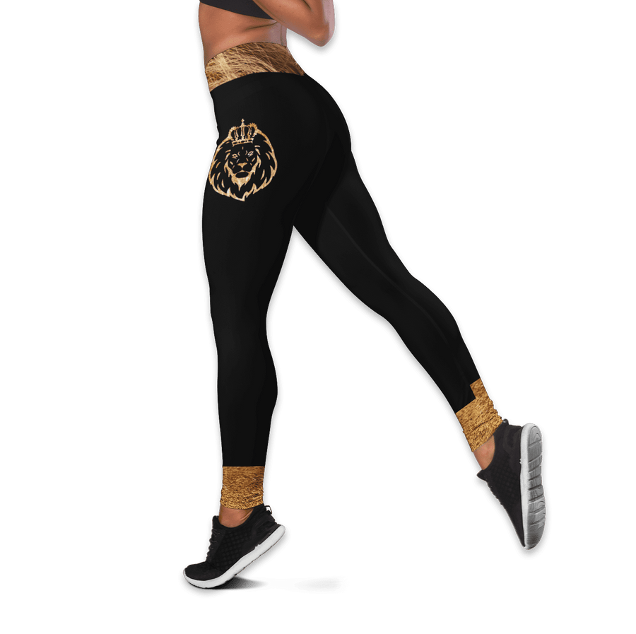 Customize Name King Lion 3D All Over Printed Legging + Hollow Tank Combo