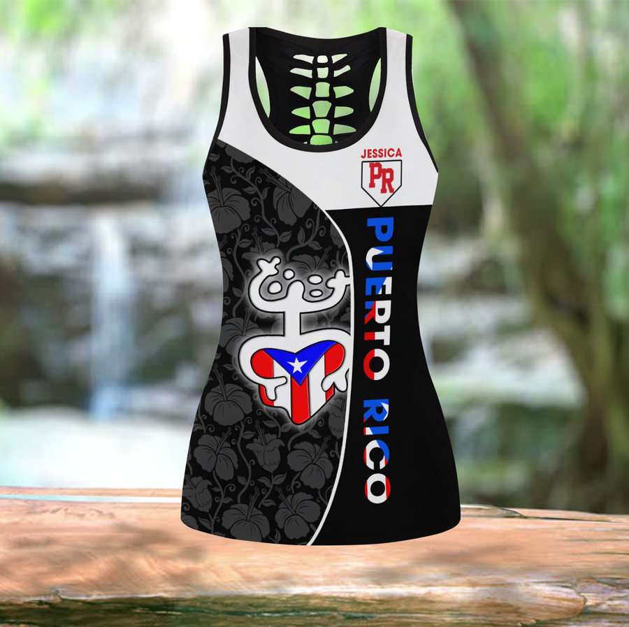 Customize Name Puerto Rico Coqui Taino Combo Hollow Tank Top And Legging Outfit MH24022103