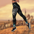 Wolf Native American 3D All Over Printed Legging + Hollow Tank
