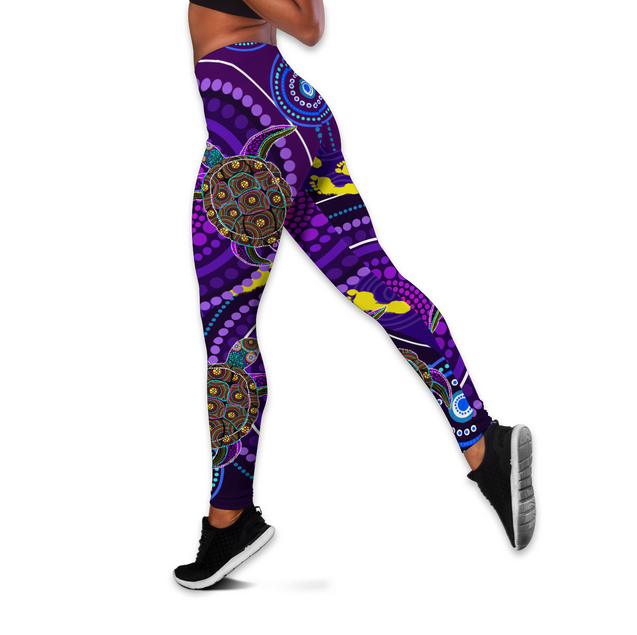 Aboriginal Purple Turtles Indigenous Australia Combo Legging Tank