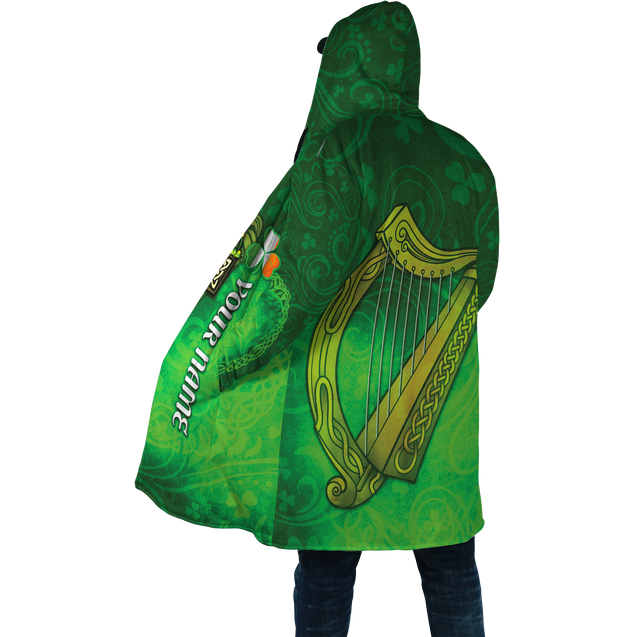 Premium Unisex Hoodie Custom Name Irish St.Patrick  Celtic Cross And The Irish Harp ML