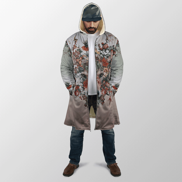 Wolf Floral 3D All Over Printed Unisex Deluxe Hoodie ML