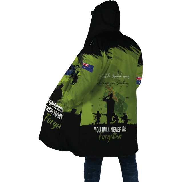 Premium Unisex Hoodie Green Lest We Forget Anzac Day ML