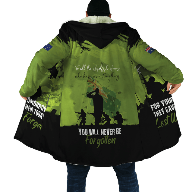 Premium Unisex Hoodie Green Lest We Forget Anzac Day ML