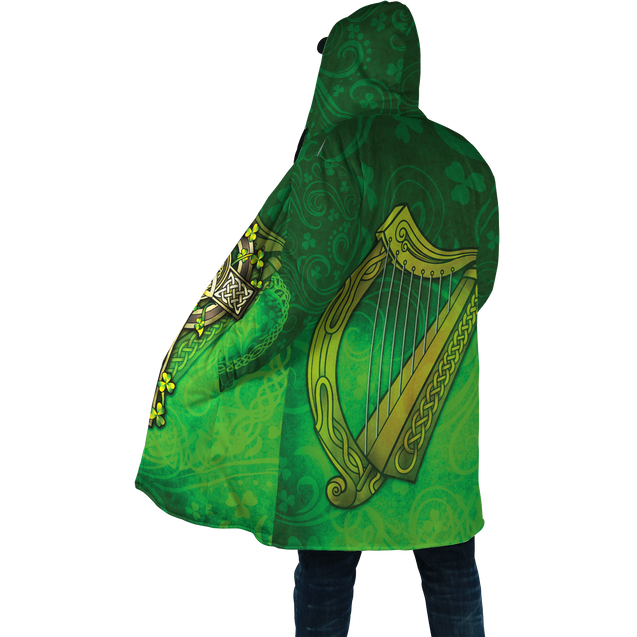 Premium Unisex Hoodie Irish St.Patrick  Celtic Cross And The Irish Harp ML