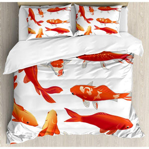 Legendary Koi Fish Band Chinese Good Fortune and Power Icon Tranquil Duvet Cover Set 22022103.CXT