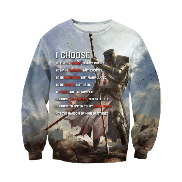 3D All Over Printed I choose to live by choice Knight Templar Shirts and Shorts-Knight Templar-LIASOSO-Sweatshirt-XS-Vibe Cosy™