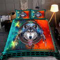 Awesome Fire And Ice Wolf Bedding Set MEI