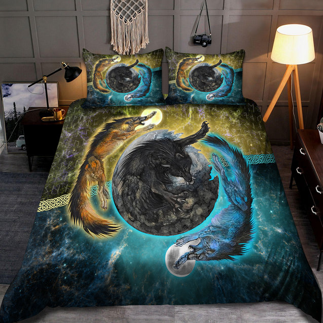 Viking Wolves Sun And Moon Bedding Set MH2109201-MEI