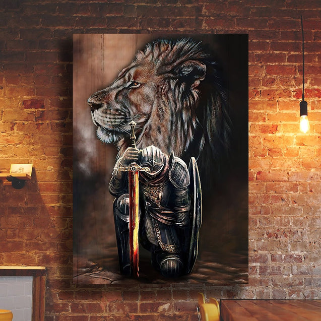 Knight Templar Lion 3D All Over Printed Poster Vertical