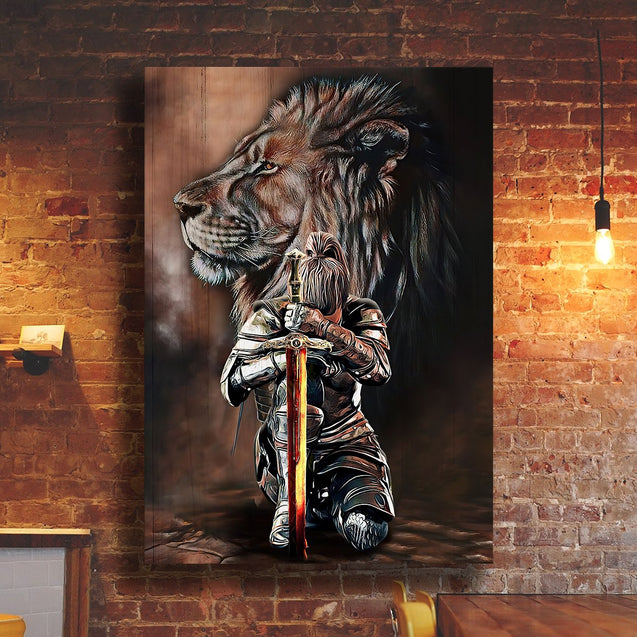 Knight Lion 3D All Over Printed Poster Vertical