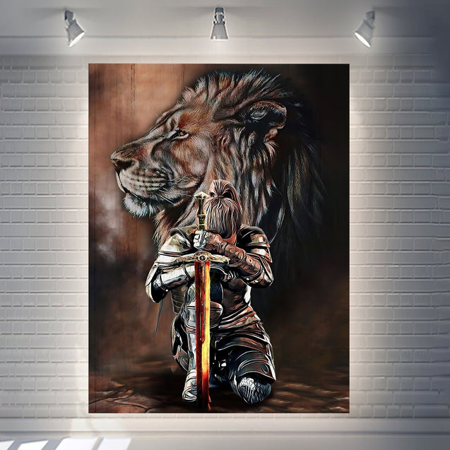 Knight Lion 3D All Over Printed Poster Vertical