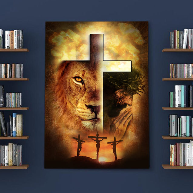 Jesus Lion Cross 3D All Over Printed Poster Vertical Pi24022107