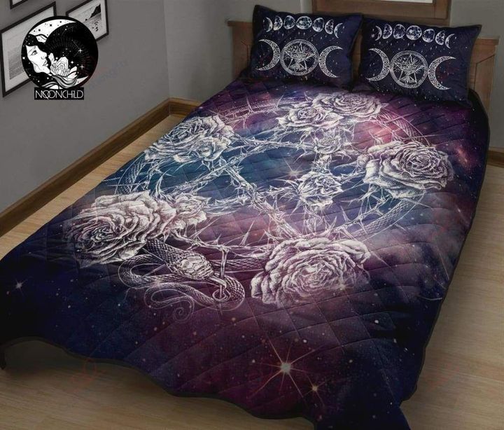 Pentacle Roses Wicca Quilt Bedding Set By ML-Quilt-ML-King-Vibe Cosy™