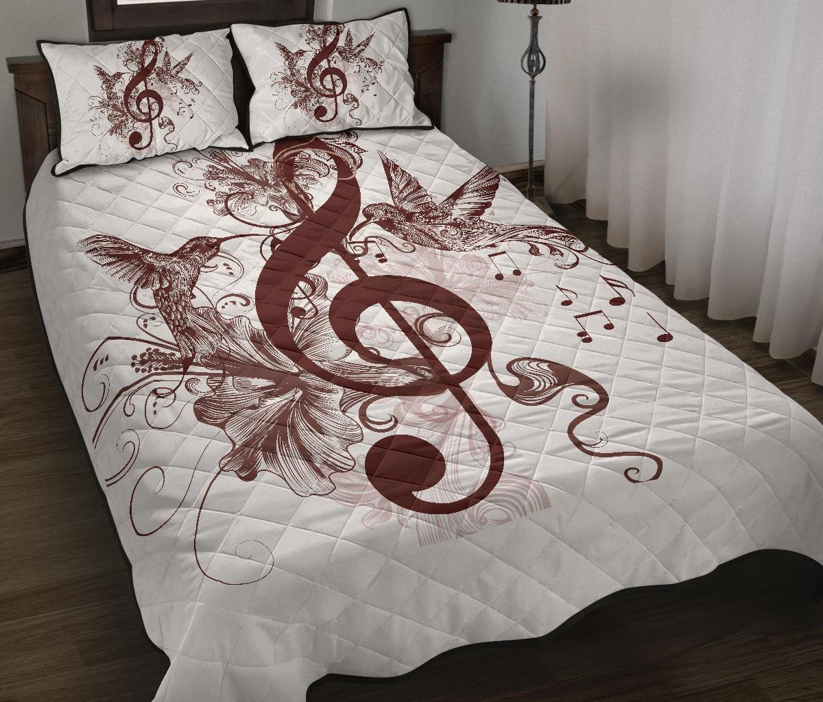 Treble Clef And Hummingbirds Quilt Bed Set By ML-Quilt-ML-King-Vibe Cosy™