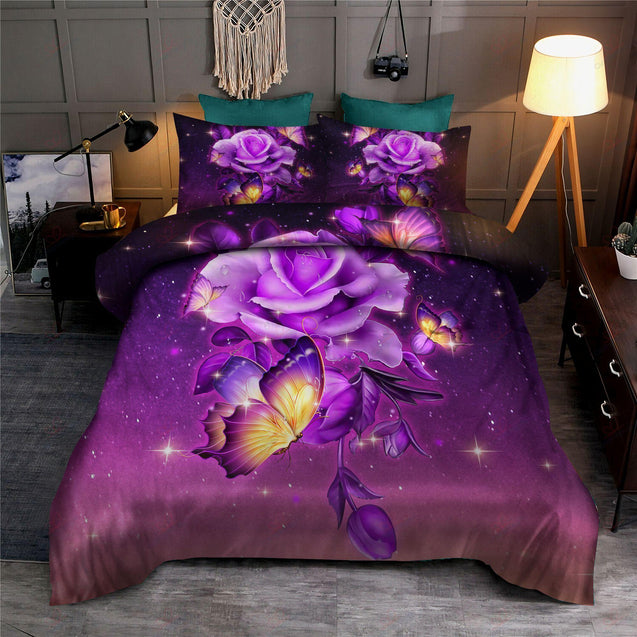 Butterfly Flower Purple Bedding Set - ML-ML-US Twin-Vibe Cosy™