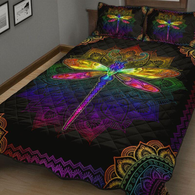 Dragonfly Colorful Mandala Quilt Bedding Set MP110401