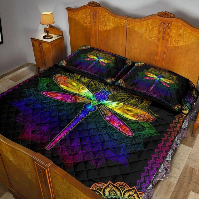 Dragonfly Colorful Mandala Quilt Bedding Set MP110401