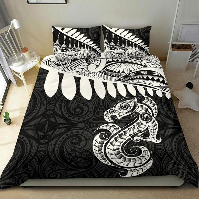 Aotearoa Bedding Set Maori Silver Fern Duvet Cover And Pillow Cases MP13072003