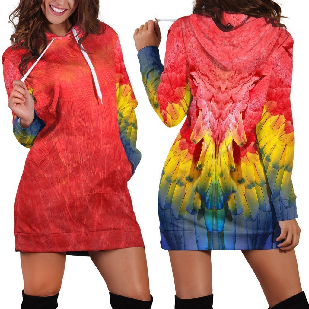 All Over Printed Parrots Hoodie Dress H2479B-Apparel-HbArts-Hoodie Dress-S-Vibe Cosy™