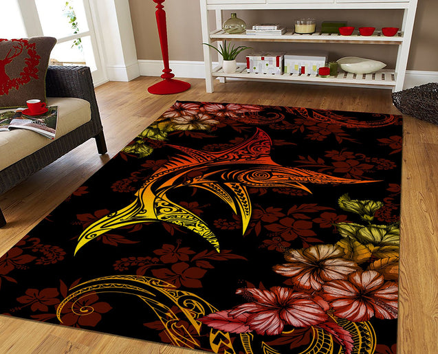 Beautiful Marlin Hibiscus Hawaii 3D Rug