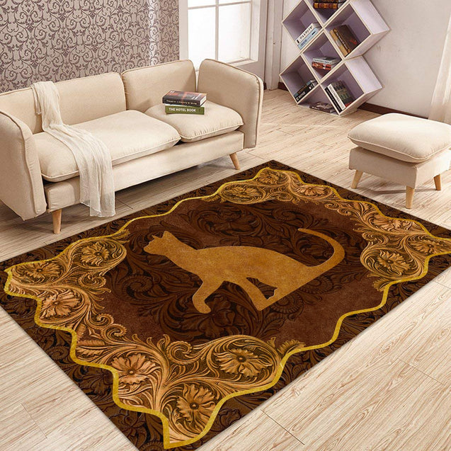 Love Cat antique golden frame 3d printed Rug