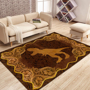 Love Dinosaur antique golden frame 3d printed Rug