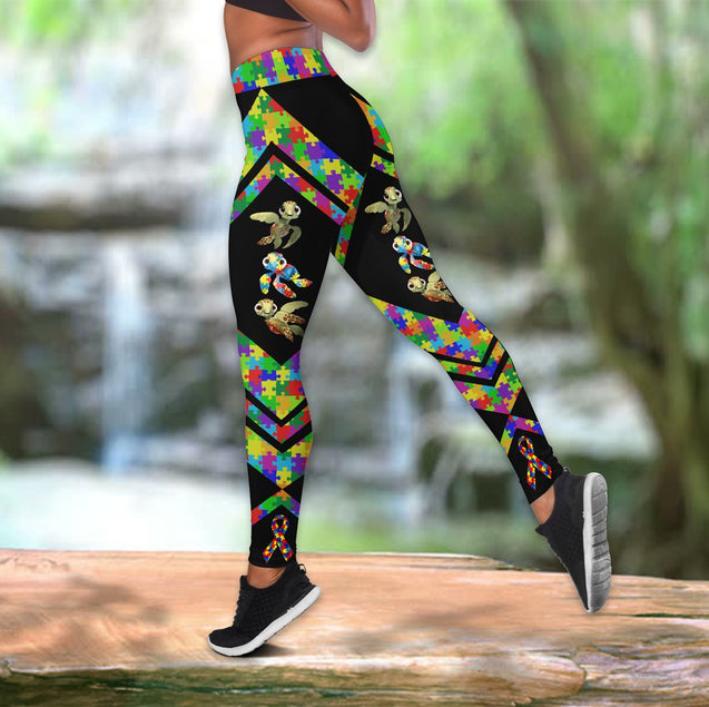 Autism legging + hollow tank combo HAC230404 - Amaze Style™-Apparel