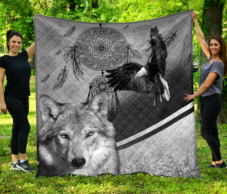 Great Wolf and Eagle Dream Catcher 3D Quilt DL20292003