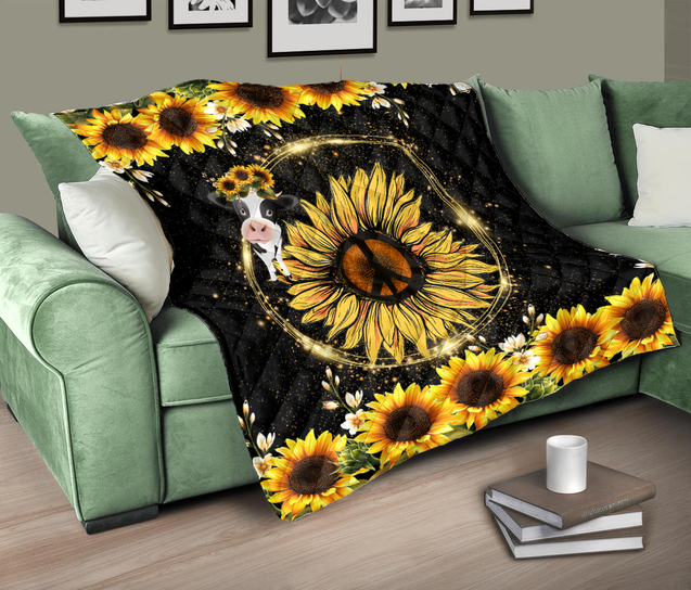 Awesome Cow and Sunflower Quilt VP14112008