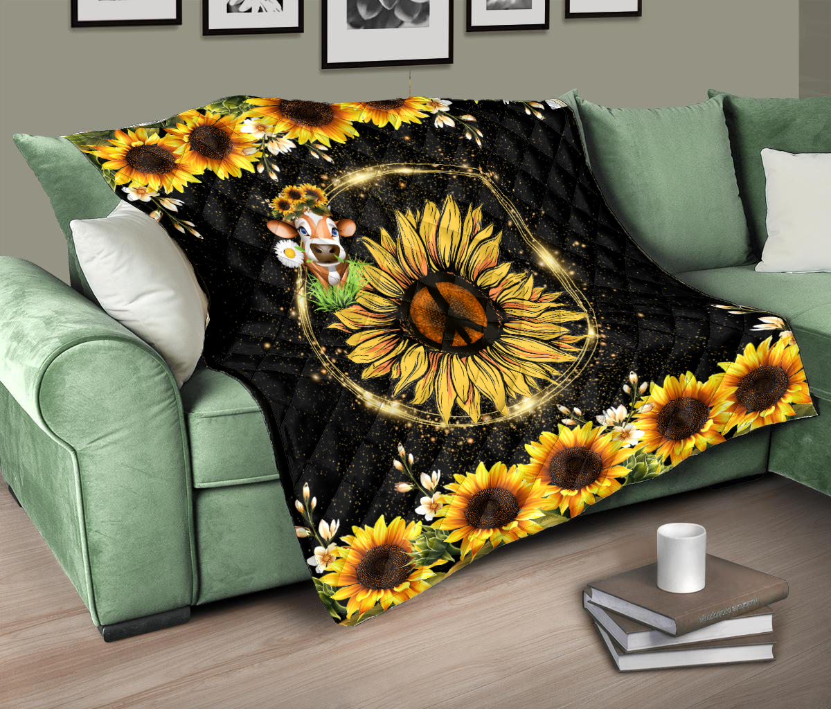 Awesome Cow and Sunflower Quilt VP14112005