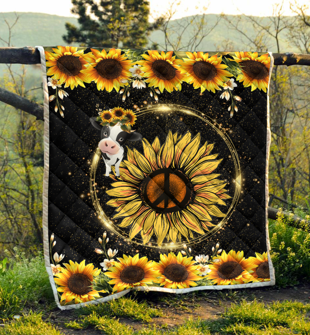 Awesome Cow and Sunflower Quilt VP14112008