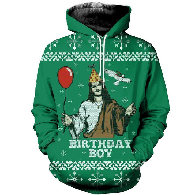 3D All Over Printed Ugly Sweater Happy Birthday Jesus Shirts and Shorts-Jesus-HP Arts-Hoodie-XS-Vibe Cosy™