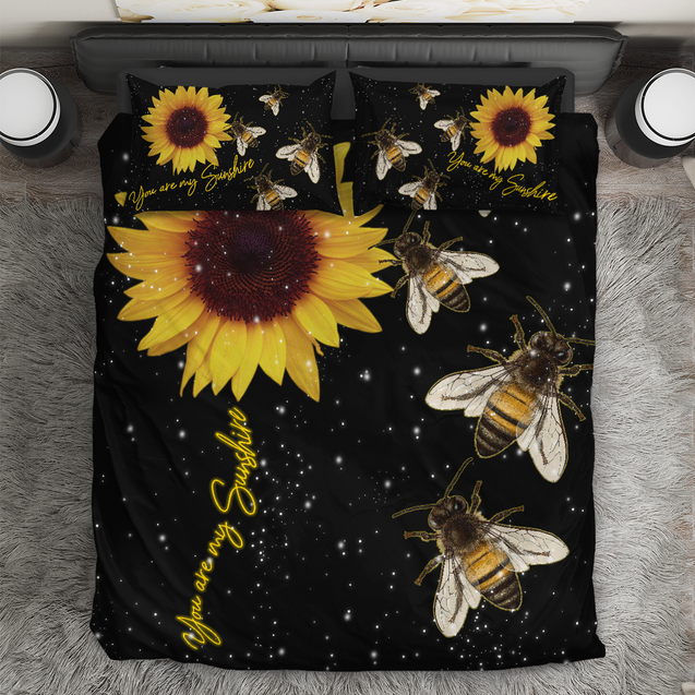 Bee And Sunflower You Are My Sunshine All Over Printed Bedding Set MEI